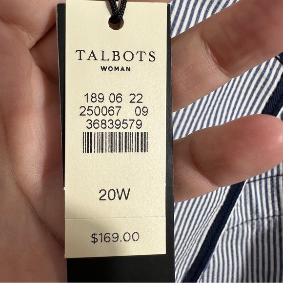 NEW Talbots size 20W seersucker blazer, blue/white, lined, cotton, nautical - Picture 6 of 13